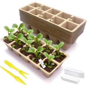 120 Cells Seed Starter Tray, 12 Pack Germination Peat Pots with 100 Labels, Plant Starter Kit for Seedlings