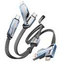 SHEZI Upgraded 6 in 1 Multi Charging Cable, 100W USB C to Lightning Cable [1G File Done in 20s] Fast Charging for iPhone/iPad, Flat Braided Multiple Charger Cord Combo L/Type C/USB A-5FT