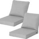 24x27.5 Inch Outdoor Deep Seat Cushions Set of 2,Thick High-Density Foam, Water-Resistant, Piped Edges & YKK Hidden Zipper for Patio Furniture, Stone Gray