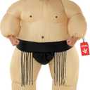 Morph Sumo Wrestler Inflatable Costume, Inflatable Sumo Costume, Blow Up Halloween Costumes For Men, Halloween Costumes Men (One Size, Black)