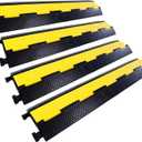 Rubber Cable Ramp Cord Cover Cable Protector Ramps Wire Hose Protective 2 Channel 22000Lbs Load Capacity Traffic Speed Bump for Asphalt Concrete Gravel Driveway Indoor Outdoor, 4 Pack