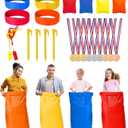 31pcs Potato Sack Race Bags Set, with 3-Legged Race Bands Bean Bags Medals Whistles, Tent Nails for Family Gatherings, Birthday Parties, School Outside Sports Games