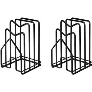 SUNFICON 2 Pack Cutting Board Racks Holders Pot Pan Lids Holders Chopping Board Organizers Thin Bakeware Trays Dry Display Stands Kitchen Countertop Cabinet Office Black