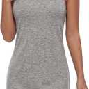 Vrtige Women's Square Neck Sleeveless Slit Tank Nightgown Sleepwear Chemise (Gray, M)