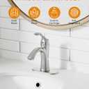 Bathroom Sink Faucet Brushed Nickel Single Handle One Hole Vanity Satin Sink with Pop Up Drain Assembly Bath with Overflow Stream Basin Mixer Tap Lavatory Commercial Supply Line