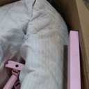 Weehom Twin Bed Frames for Kids with 2 Tiers Wood Storage Shelves Headboard, Twin Size Bed No Box Spring Needed Easy Assembly Metal Platform for Girls and Adults, Pink