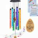 Solar Pet Memorial Wind Chime, Dog Memorial Gifts for Loss of Dog, Rainbow Bridge Pet Memorial Gifts, Loss of Dog Sympathy Gift, in Memory of Dog, 6 LED Tubes Color Changing Rainbow, 33 Inches