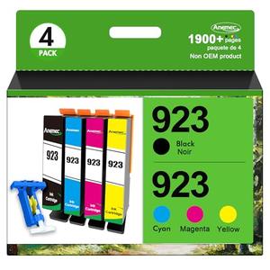 923 Ink Cartridges Combo Pack 923XL High Yield Compatible for HP 923 Ink Cartridges Work for OfficeJet Pro 8130e 8135e 8139e 8138e 8120e 8122e 8124e (4 Pack, Black Cyan Magenta Yellow) Without Chip