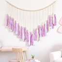 Boho Macrame Wall Hanging,Large Purple Cotton Tassel Garland,Colorful Birthday Decor,Party Backdrop Christmas Decor for Bedroom,Nursery,Play Room,Baby Shower,Girls Room Decor