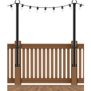 2 Pack 5 Ft Hangingfor String Light Poles with Fixing Clips and Suspended Base,Freestanding Outdoor Light Poles for Deck Bistro