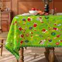 Christmas Tablecloth Rectangle - 55 x 86 Inch, Christmas Decorations Holiday Table Covers for Kitchen, Party, Dining Table Decor (Green)