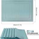 Blue Placemats Set of 6, Woven Vinyl PVC Place Mats for Dining Table, Heat Resistant Washable Table Mats, 17 x 12 in