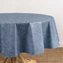 Elrene Home Fashions Camile Floral Damask-Scroll Water- and Stain-Resistant Vinyl Tablecloth with Flannel Backing, 60 Inches X 84 Inches, Oval, Blue
