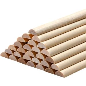 Tondiamo 50 Pcs Wooden Dowel Rods, Split Wood Dowel Unfinished Half Round Wooden Rods for Crafts DIY Feature Wall Log Cabin, Hobby Wood Products (18inch X 1/2inch)