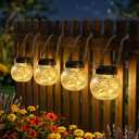 ROSHWEY 4 Pack M Size Solar Lantern Gifts for Women - Outdoor Solar Lanterns Waterproof with 15 LED Hanging Garden Patio Backyard Decor Lights for Halloween Christmas Easter Gift
