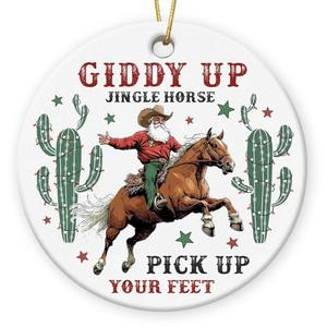 4 x Gift Glow Western Christmas Ornaments 2025 - Cowboy Ornaments for Christmas Decorations, Ceramic Ornament for Vintage Cowboy Decor, Xmas Gifts for Cowboys Western, Men, Friends, Family, Coworkers