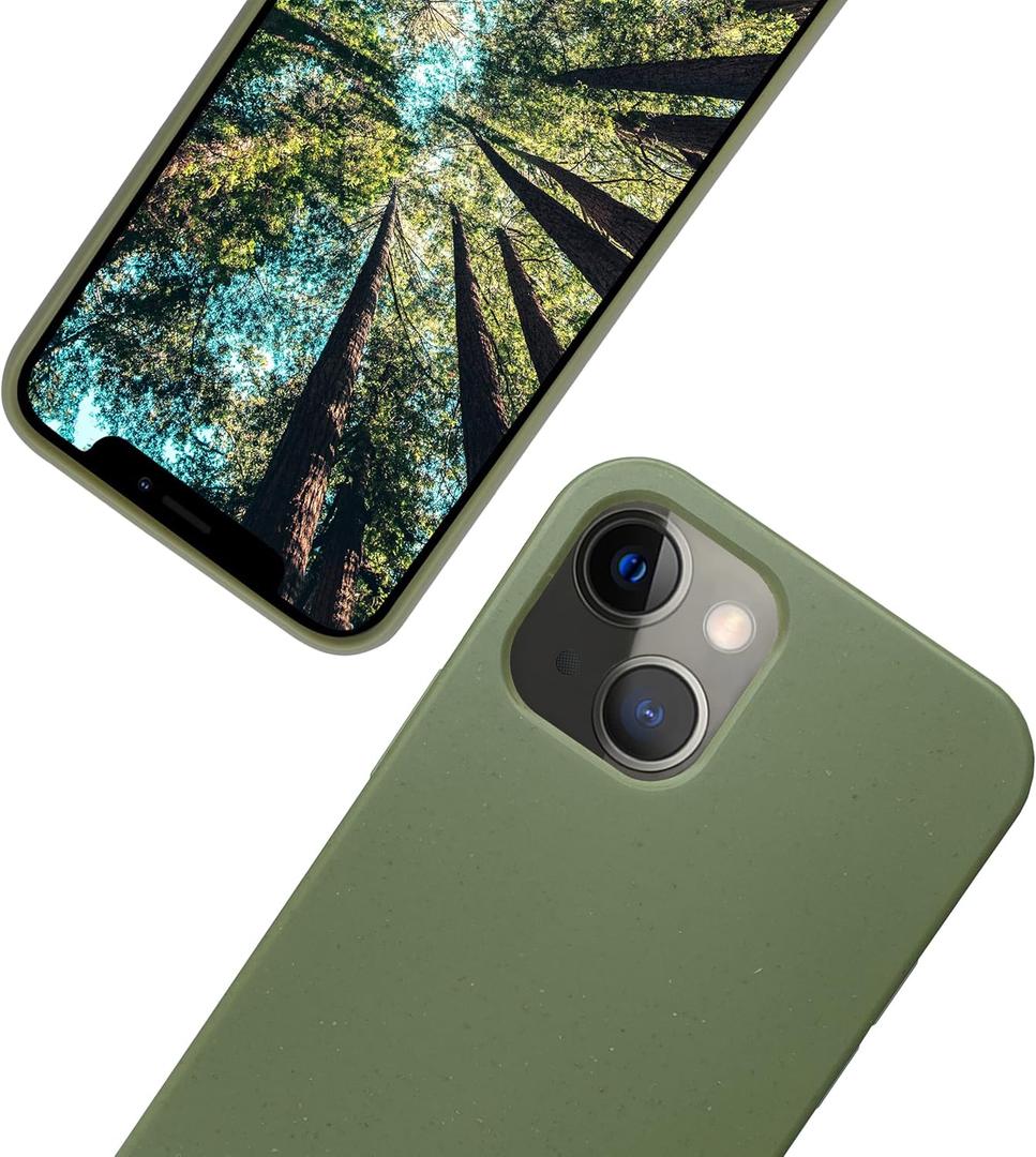 Eplanita Eco Mobile Phone Case Compatible for iPhone 14 Plus, Plant Fiber, Drop Protection Cover, Durable and Sustainable (Khaki, for iPhone 14 Plus)