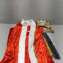 3 Pieces Halloween King Prince or Queen Robe Red Cloak Cape Crown Wand Costume Set with King Crown Headband Length 58 Size M/L