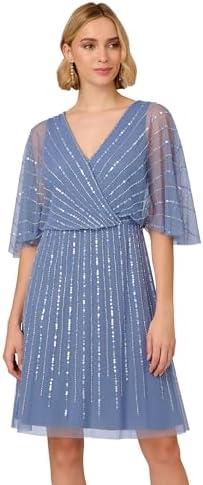 Adrianna Papell Women's Beaded Short Dress Size 16