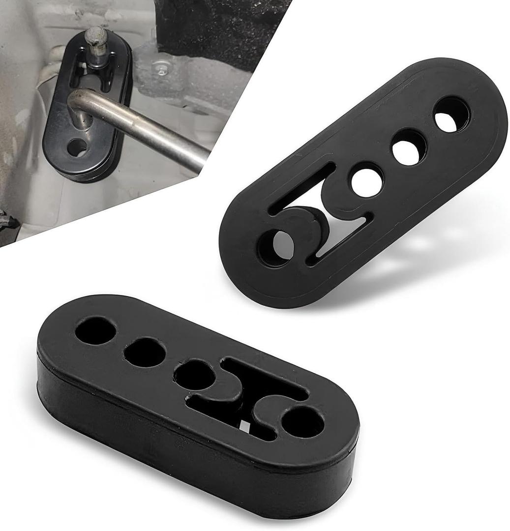 2 PCS Car 4-hole Exhaust Pipe Hook, High-density Rubber Insulation Shock-absorbing Bushing Muffler Hanger, Non-destructive Installation Exhaust Bracket Accessories, for Most Cars (Black)