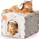 Apasiri Indoor Cat Houses for Indoor Cats, Warm Insulated Covered Cat Cave for IndoorCats House, Strong Scratch-Resistant Capacity, Sturdy Fiber, Compatible with Heating Pads, Cat (15"x15"x13")