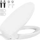 SS114 Toilet Seat Replacement Compatible with TOTO, Elongated SoftClose Toilet Seat for SS113/SS154/SS224/SS204, Transitional Slow-close & Heavy Duty, with 2-Pack Toilet Bolts and Nuts, White