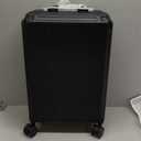 LUGGEX Carry On Luggage with Spinner Wheels, 8010S Aluminum Frame Zipperless Polycarbonate Hard Shell Suitcase (ZX-Core, Black, 21 Inch)