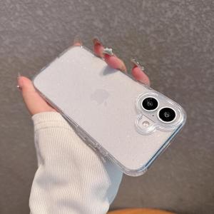 Magnetic for iPhone 17 Case Women Girls,[Holographic Iridescent Color Changing Effect] Fashion Slim Cute and Unique Matt Protective Phone Cover (Clear Glitter)