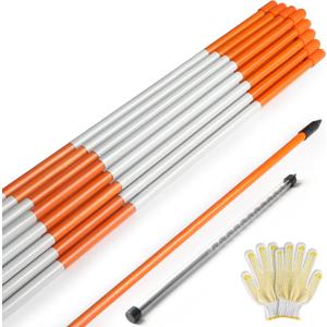 DGSL 30PCS Driveway Markers, 48in Driveway Reflectors on Poles Orange Fiberglass Snow Stakes with Reflective Tape for Easy Visibility, with Protection Gloves and Drill Bit for Parking Lots, Walkways