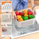 5 PCS Large Fruit Storage Containers for Fridge with Removable Colanders, Airtight Food Storage Containers with 5 Lids, 4 in 1 Produce Containers Keep Berry Fruits Vegetable Food Meat Fresh Longer