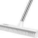 SetSail Upgraded Large 12 in Wide Floor Scrub Brush with 51-Inch Long Adjustable Handle 2 in 1 Scrape Brush Stiff Bristle Floor Scrubber for Cleaning Shower Bathroom Garage Kitchen Wall Deck Tub Tile (Grey White-large-1 Pack)