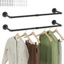 Wall Mounted Clothes Rack 2 Pack, Industrial Pipe Clothing Rack 28 Inch Black, Wall Clothes Hanger for Bedroom, Cloakroom, Closet, Hallway, Boutique Display, Drying Racks Wall-Mount for Laundry