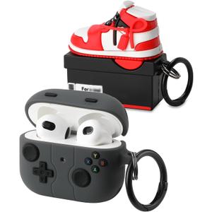 [2Pack] Gedicht for Airpods 3rd Generation Case, Funny 3D Cartoon Game Console Shoe Box Design Silicone Soft Cases for Airpods 3rd Case Cover, with Keychain Kids Women Men for Airpods 3 Case