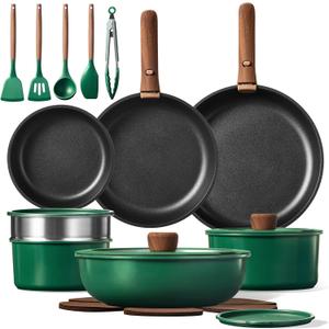 CAROTE 23pcs Pots and Pans Set, Nonstick Cookware Set Detachable Handle, Induction Kitchen Cookware Sets Non Stick with Removable Handle, RV Cookware Set, Oven Safe