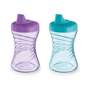 NUK Fun Grips Hard Spout Sippy Cup, 10 oz. | Easy to Hold, BPA Free, Spill Proof Toddler Cup, 2Pack, Blue/Purple