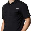 Columbia Mens PFG Backwater Short Sleeve Shirt, Black, Medium