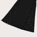 Floerns Women's Plus Size Rhinestone Flare Leggings High Waist 70s Disco Rave Bell Bottoms Black Large Plus