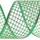 MEEDEE Emerald Green Netting Ribbon - 2.5 Inch Sparkling Glamour Netted Ribbon, Green Glitter, By 10 Yards Roll, Wired Mesh For Christmas Tree, Halloween Wreaths, Tree Toppers, Streamers, Bow