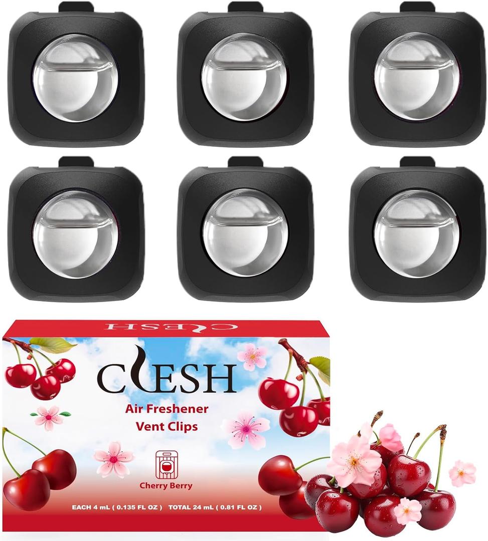 Car Air Fresheners, 6 Pack, Cherry, Car Fresheners Vent Clips, Long Lasting Air Freshener, Car Refresher for Men Women