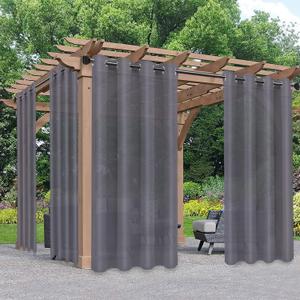 PureFit Sheer Outdoor Curtains for Patio Waterproof/Weatherproof, Fade Resistant Outside Voile Curtains for Gazebo, Front Porch, Pergola, Sun Filtering Privacy Curtain, 54 x 84 inch, Set of 2, Grey