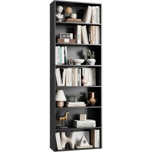 FACBOTALL 82" Tall Bookshelf, 7-Tier Open Shelves Bookcase, Freestanding Display Storage Shelves, Tall Bookcase Home Decor Furniture for Home Office, Living Room, Bedroom, Black, 82.7 x 23.6 x 9.3 inches