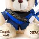 Graduation Teddy Bear Plush with Cap and Diploma, 8 inch (Blue), Medium