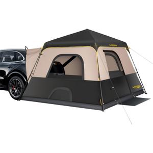 FanttikOutdoor Beta C6 Apex SUV Tent 6 Person Instant Cabin Car Tent Setup in 60 Seconds with Rainfly & Windproof Portable with Carry Bag for Family Camping, Upgraded Ventilation, Khaki