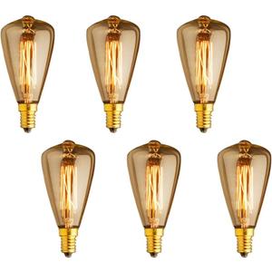 Vintage Edison Incandescent Light Bulbs E12 40W ST48 Candelabra Bulbs, 2200K Amber Warm ST48 Squirrel Cage Lights 240 Lemuns Warm Decorate Restaurant Coffee Shop Kitchen, 110V (6-Pack)