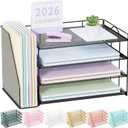 Spacrea Desk Organizers and Accessories, Paper Organizer for Desk with File organizer, Desk Accessories & Workspace Organizers for Catalog & Reference Racks (Black)