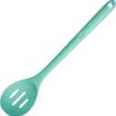 13.3" Slotted Cooking Spoon: U-Taste 600F Heat Resistant Kitchen Mixing Spoon, Food Grade Nonstick Long and Large Rubber Soup Utensil for Serving, Stirring, Basting, for Pot Cookware (Aqua Sky)
