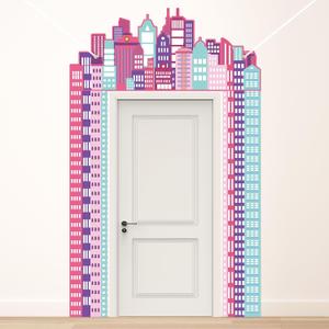 Hero Party Porch Banner Pink Hero Themed Birthday Party Decoration Super City Door Banner Skyline Building Porch Sign Hanging Banner Backdrop for Girls Birthday Baby Shower Photo Booth Prop Supplies