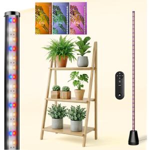 Grow Lights for Indoor Plants with Timer, 60 Inch Vertical Grow Light Full Spectrum 192 LEDs 24W with 3/6/12H Auto On/Off Remote 3 Light Modes 5-Level Dimmable Standing Plant Lamp (1PC)