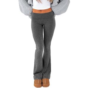 Fawjsais Flare Leggings for Women Skinny Fold Over Leggings Bootcut Yoga Pants Low Rise Sweatpants Dark Gray XS