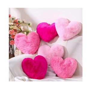 Liliful 3 Pcs Faux Rabbit Fur Heart Pillows Valentines Fluffy Heart Throw Pillows Cute Couch Cushion Soft Decorative Throw Cushion for Bed Sofa Girls Women(12 x 11 Inch, Lively Color)